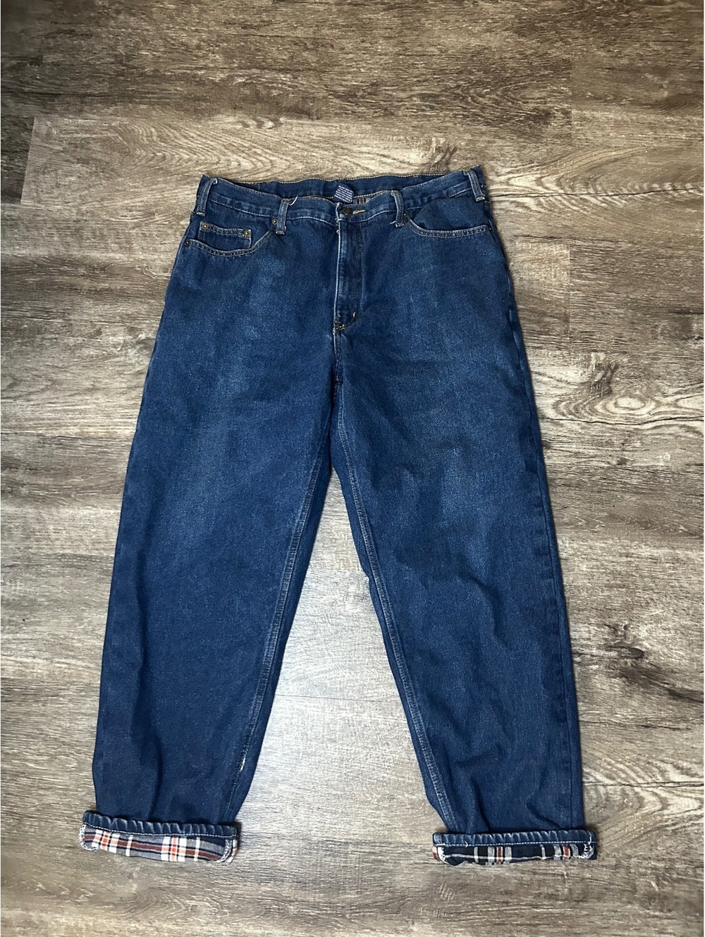 Full Blue Men’s Flannel Lined Jeans 38x32 Blue Denim 100% Cotton Relaxed Fit